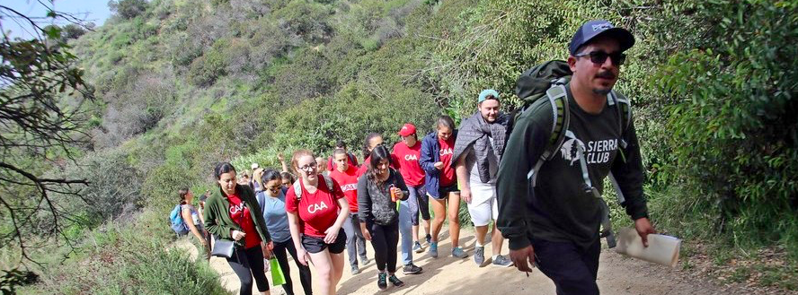 Roberto Morales Associate Director - Outdoors for All campaign leads a group hike in the San Gabriel Mountains