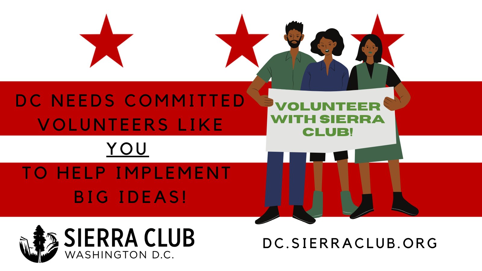 Volunteer with DC Chapter flag