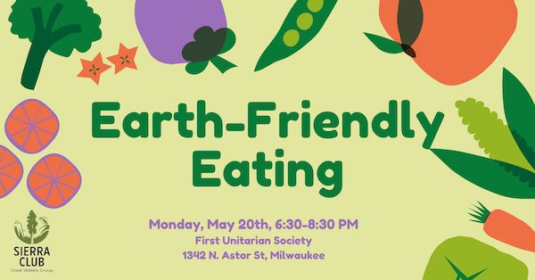 Earth Friendly Eating poster with food