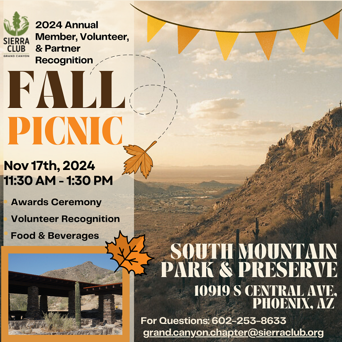 volunteer picnic flyer with photos of South Mountain Park