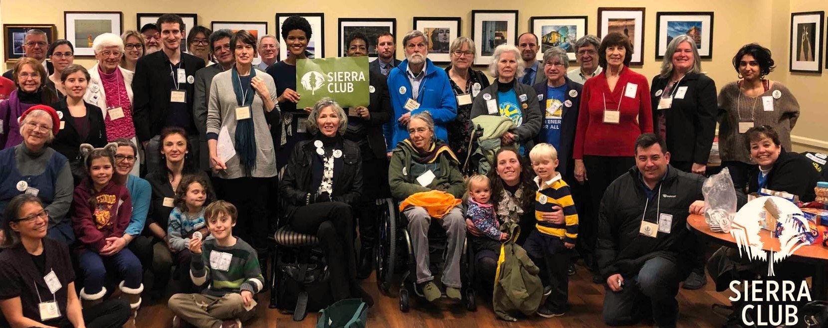 Group of volunteers and staff with Sierra Club banner on Opening Day 2019!