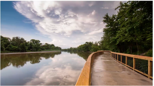 Boardwalk with bike trail along the Anacostia River