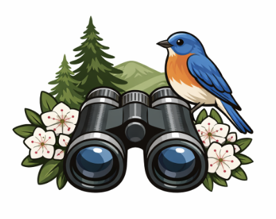 Bluebird sitting on a pair of binoculars