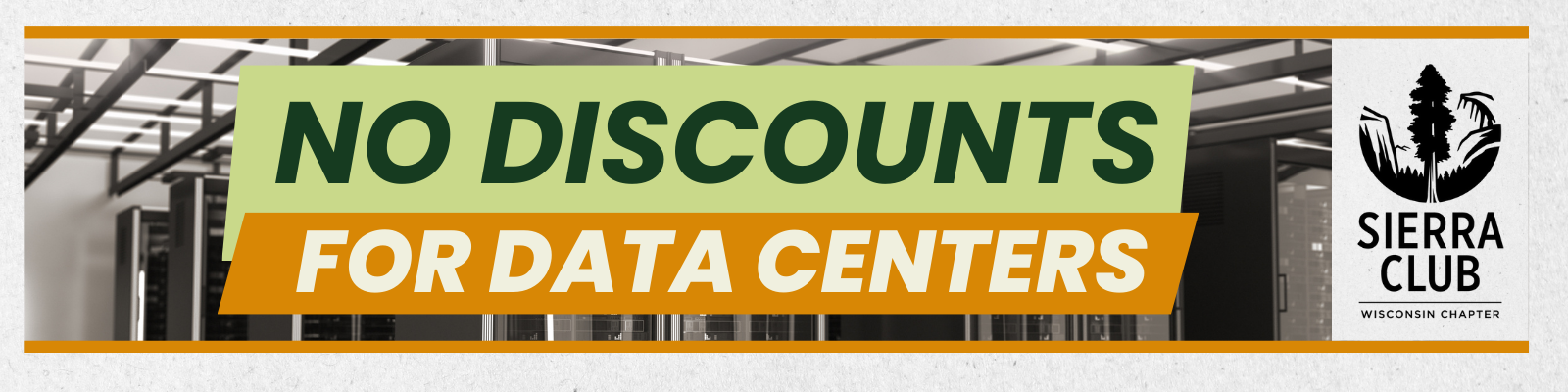 No discounts for data centers written on a photo of data centers