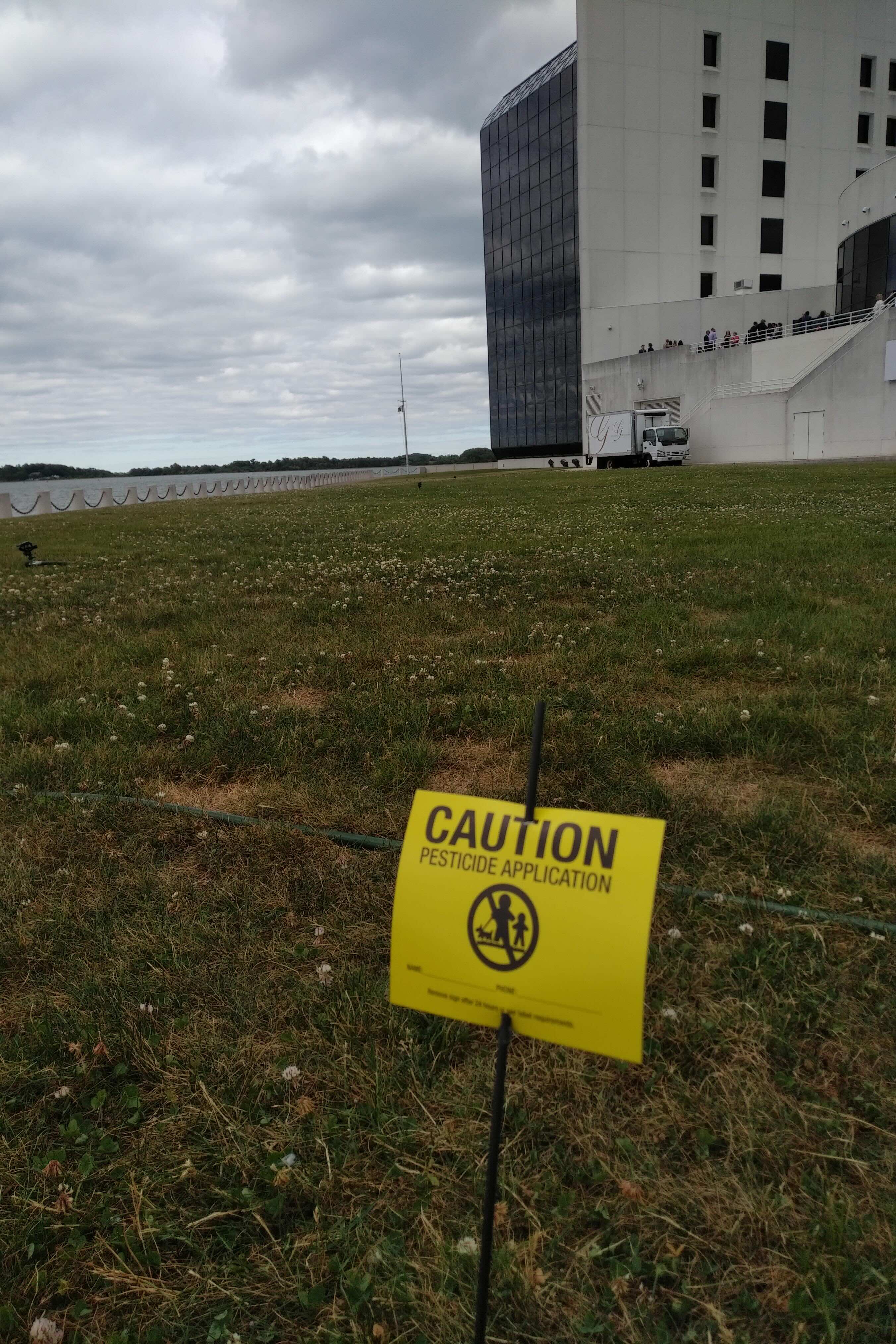 Yellow flag in front of the JFK library
