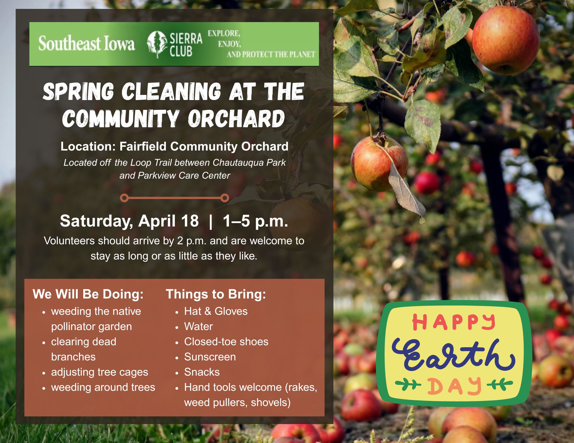 Earth Day Cleanup of Community Orchard