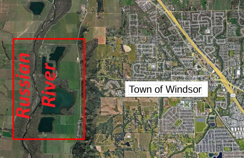 Hanson Pits Location with respect to Windsor
