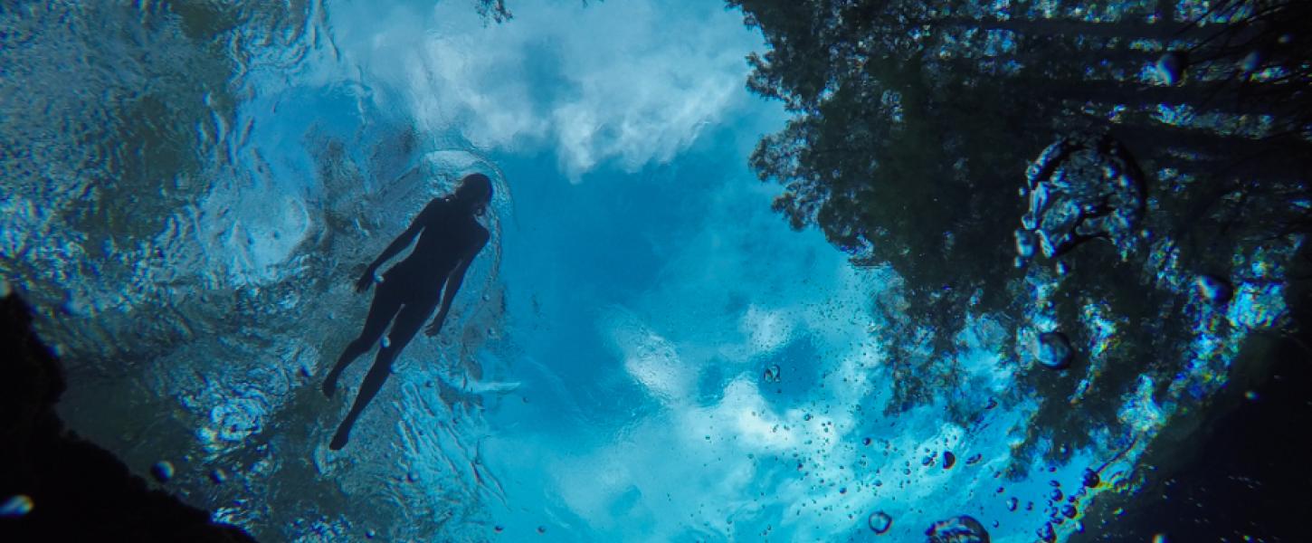 Snorkeler from underwater